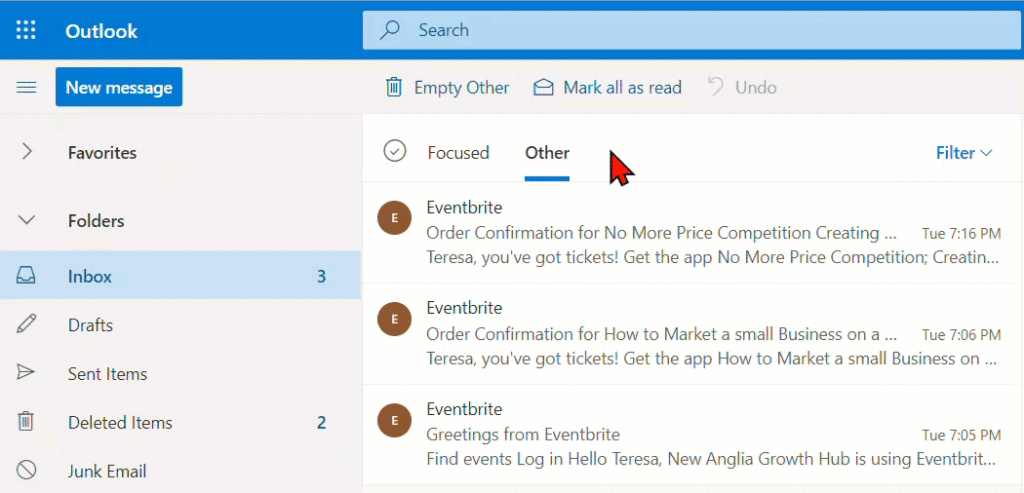 Drag and Drop Focused Inbox