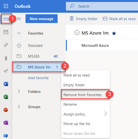 How to Add Outlook Online Mail Folders to Favorites