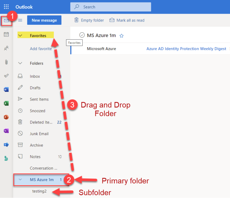 How to Add Outlook Online Mail Folders to Favorites