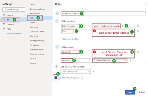 Forward Rules Snapshot