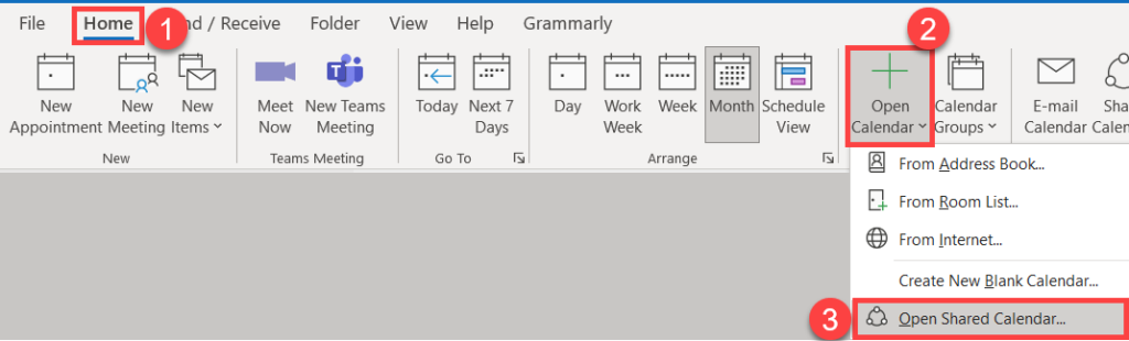 Outlook Exchange Shared Calendar Improvements