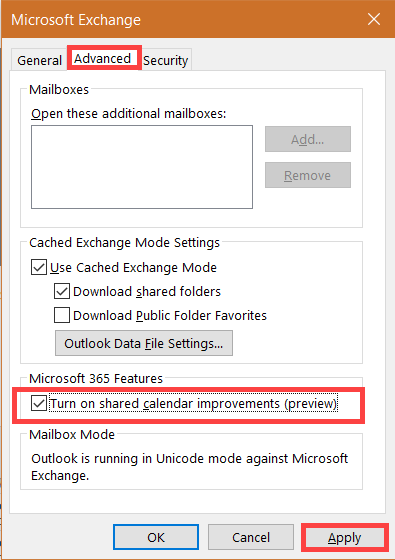 Outlook Exchange Shared Calendar Improvements