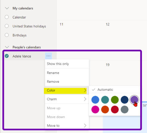 Color a shared calendar