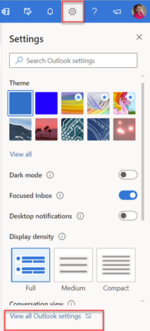 View All Settings in Outlook Online