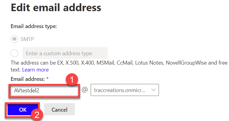 Edit Email Address Screen