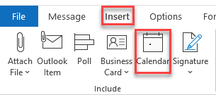 Insert Calendar menu