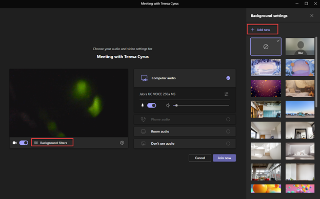 Add Background Filter to MS Teams