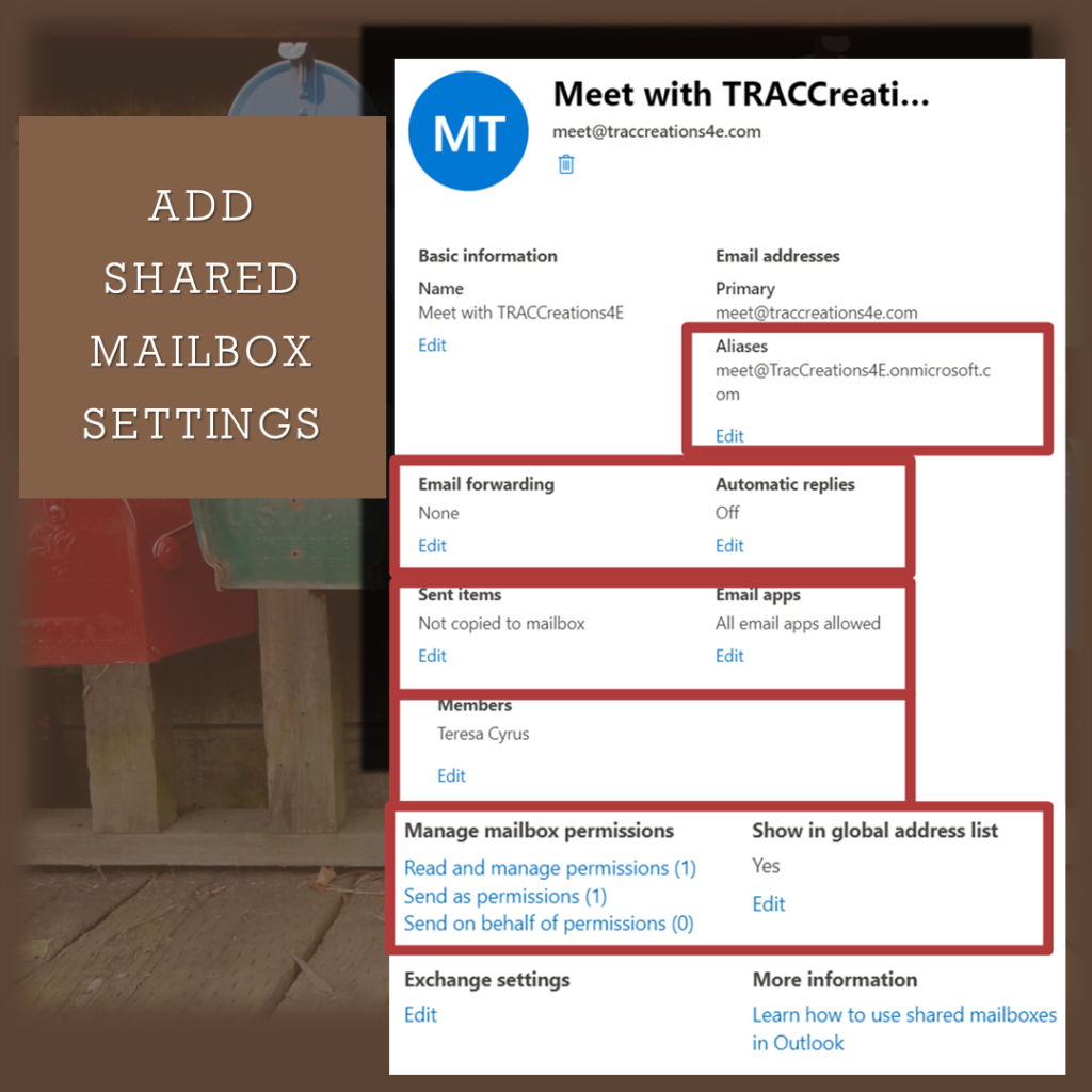 Shared Mailbox Settings