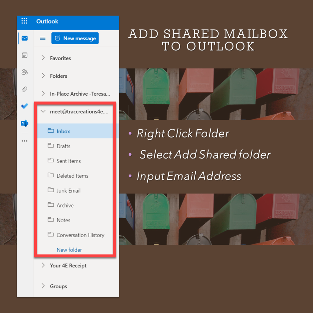 Add Shared Mailbox to Outlook Online Folders