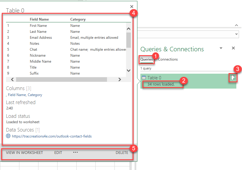 Review Queries & Connection Pane