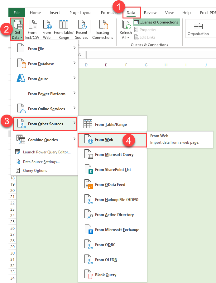 Excel Import from the Web