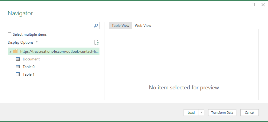 Excel Import from the Web
