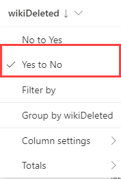 WikiDeleted Column Filter