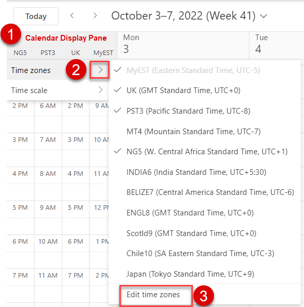 Show Multiple Time Zones in Outlook Calendar TRACCreations4E