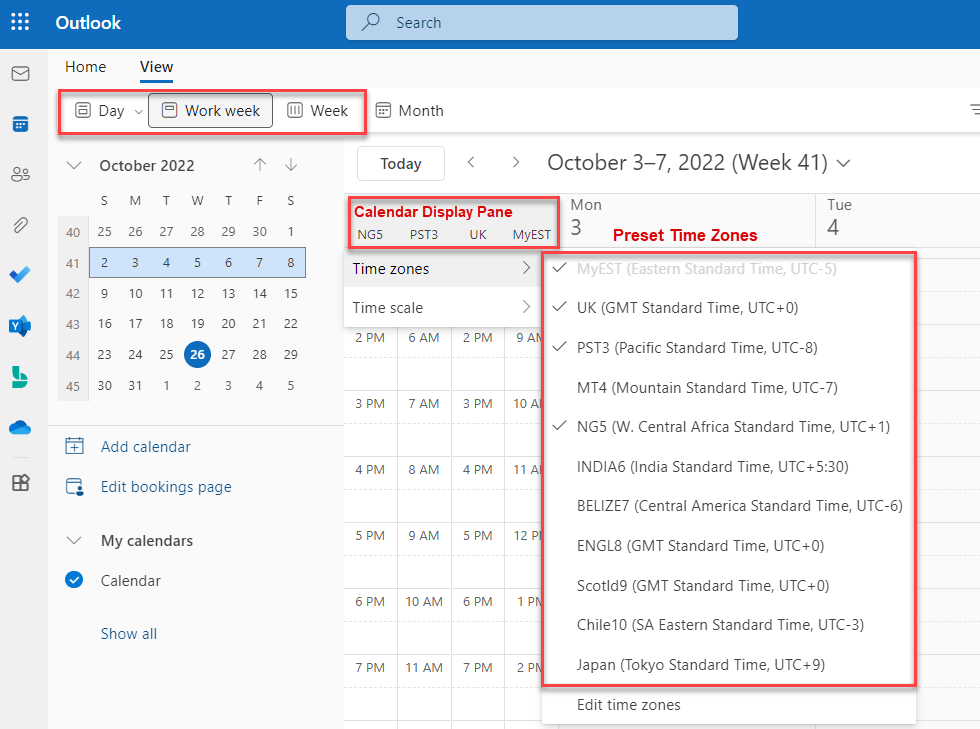 Show Multiple Time Zones in Outlook Calendar TRACCreations4E