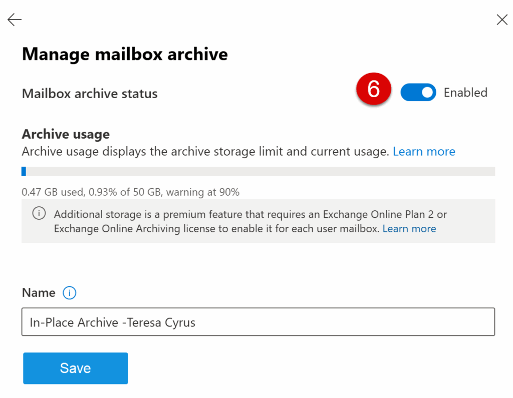 Inplace Archive in Exchange Admin Center