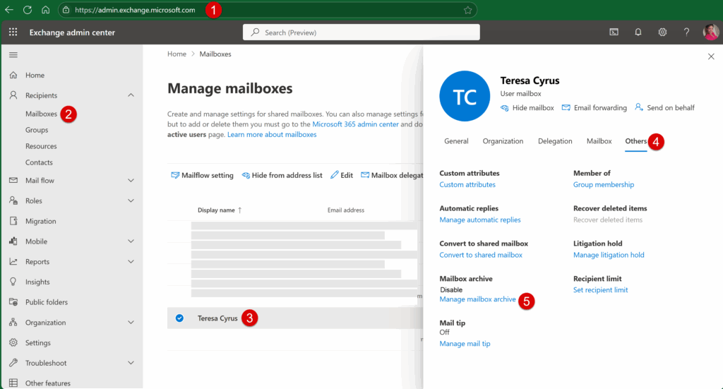 Inplace Archive in Exchange Admin Center