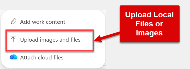Copilot Upload images and files