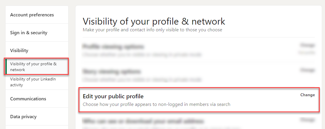Visibility of your Profile & Network Privacy Settings in LinkedIn