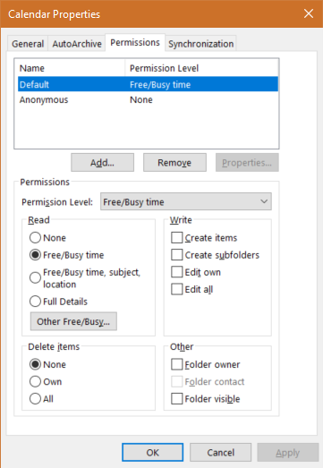 Outlook Exchange Shared Calendar Improvements